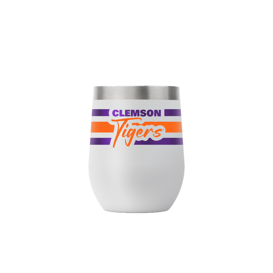Clemson 12oz Script Stemless Light Gray Tumbler
