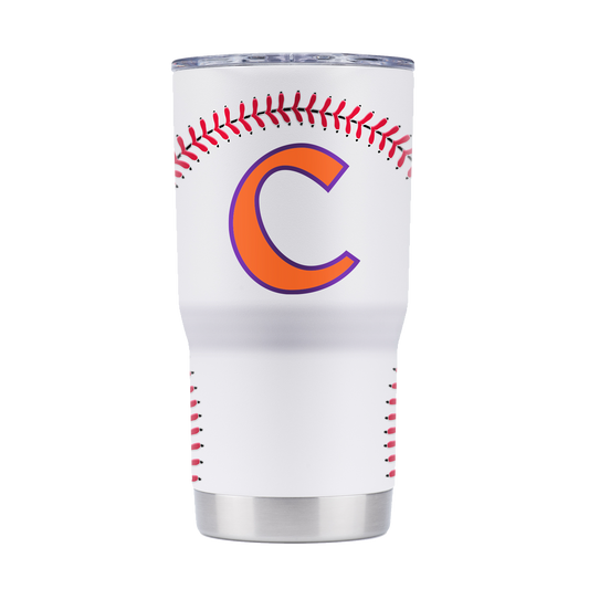 Clemson 20oz "C" White Baseball Tumbler