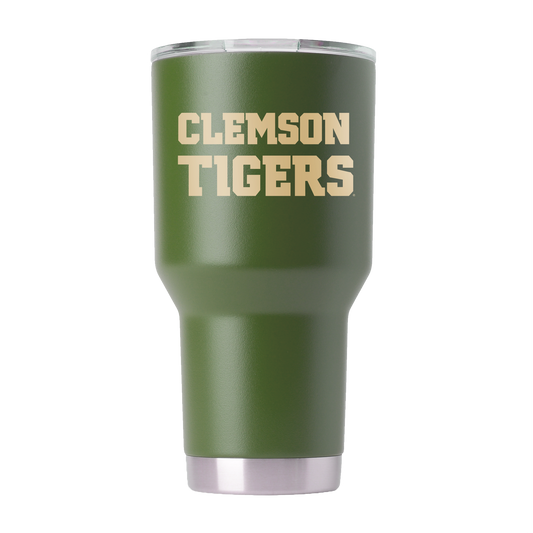 Clemson 30oz Olive Green Tumbler - American Flan Design