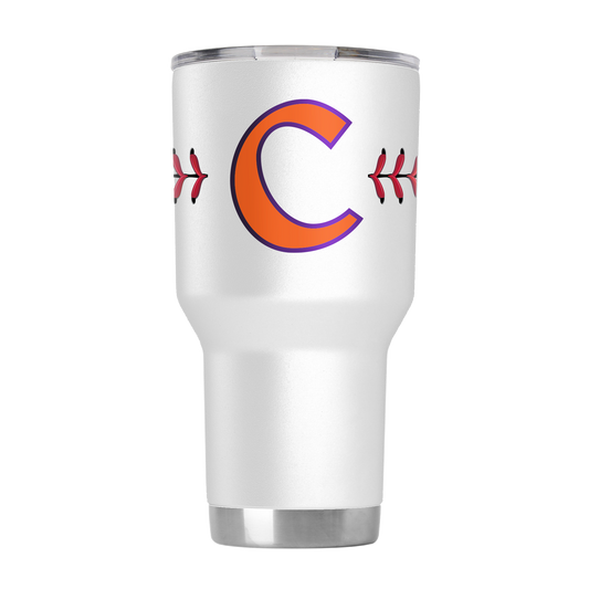 Clemson 30oz "C" White Baseball Tumbler
