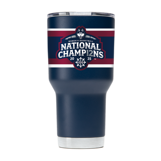 UConn 2025 National Champions 30oz Navy Stainless Steel Tumbler