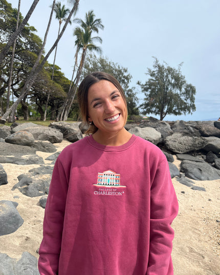 College of Charleston Crewneck - Light Maroon