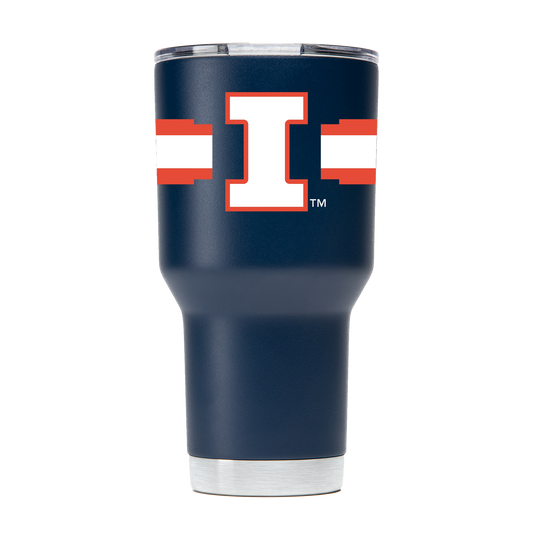 Illinois 30oz Navy Tumbler with Stripes