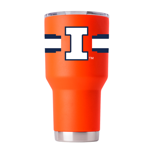 Illinois 30oz Orange Tumbler with Stripes