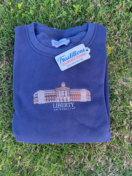 Official Liberty University Business Building Crewneck (Blue)