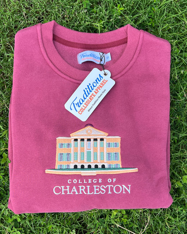 College of Charleston Crewneck - Light Maroon