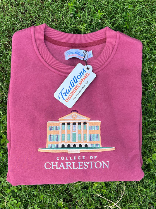 Official College of Charleston Crewneck (Light Maroon)