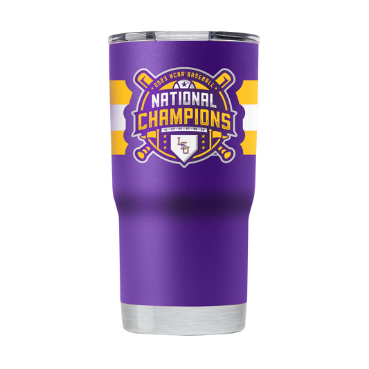 LSU 20oz Purple Baseball Tumbler - National Champs 2023
