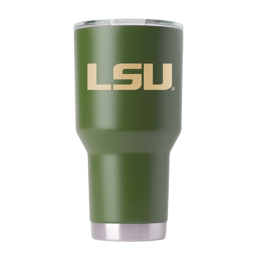 LSU 30oz Olive Green Tumbler - American Flag Design
