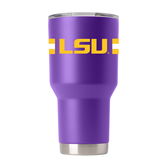 LSU 30oz Purple Tumbler with Stripes