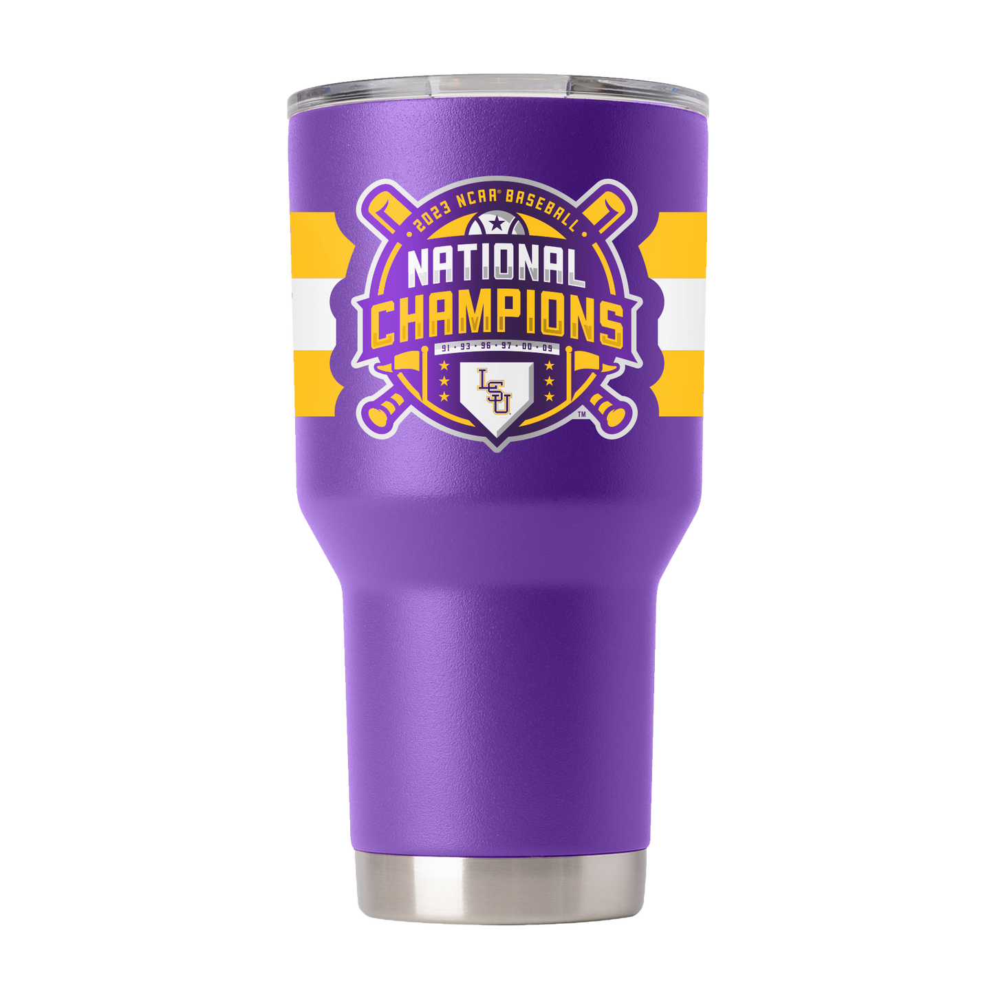 LSU 30oz Purple Baseball Tumbler - National Champs 2023