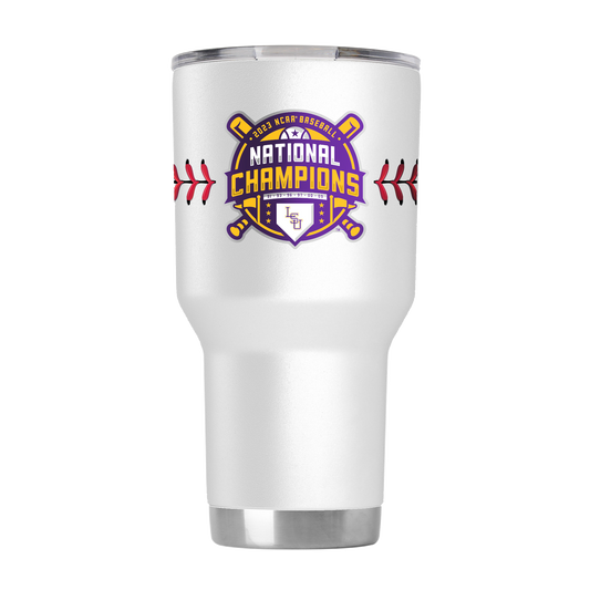 LSU 30oz White Baseball Tumbler - National Champs 2023