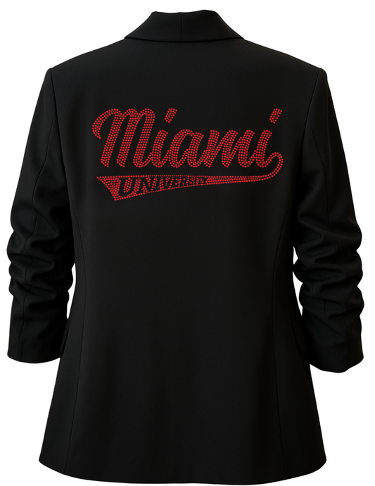 Licensed Game Day Blazer, Black Ruched, Miami of Ohio Script