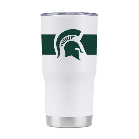 Michigan State 20oz White Tumbler w- Stripes