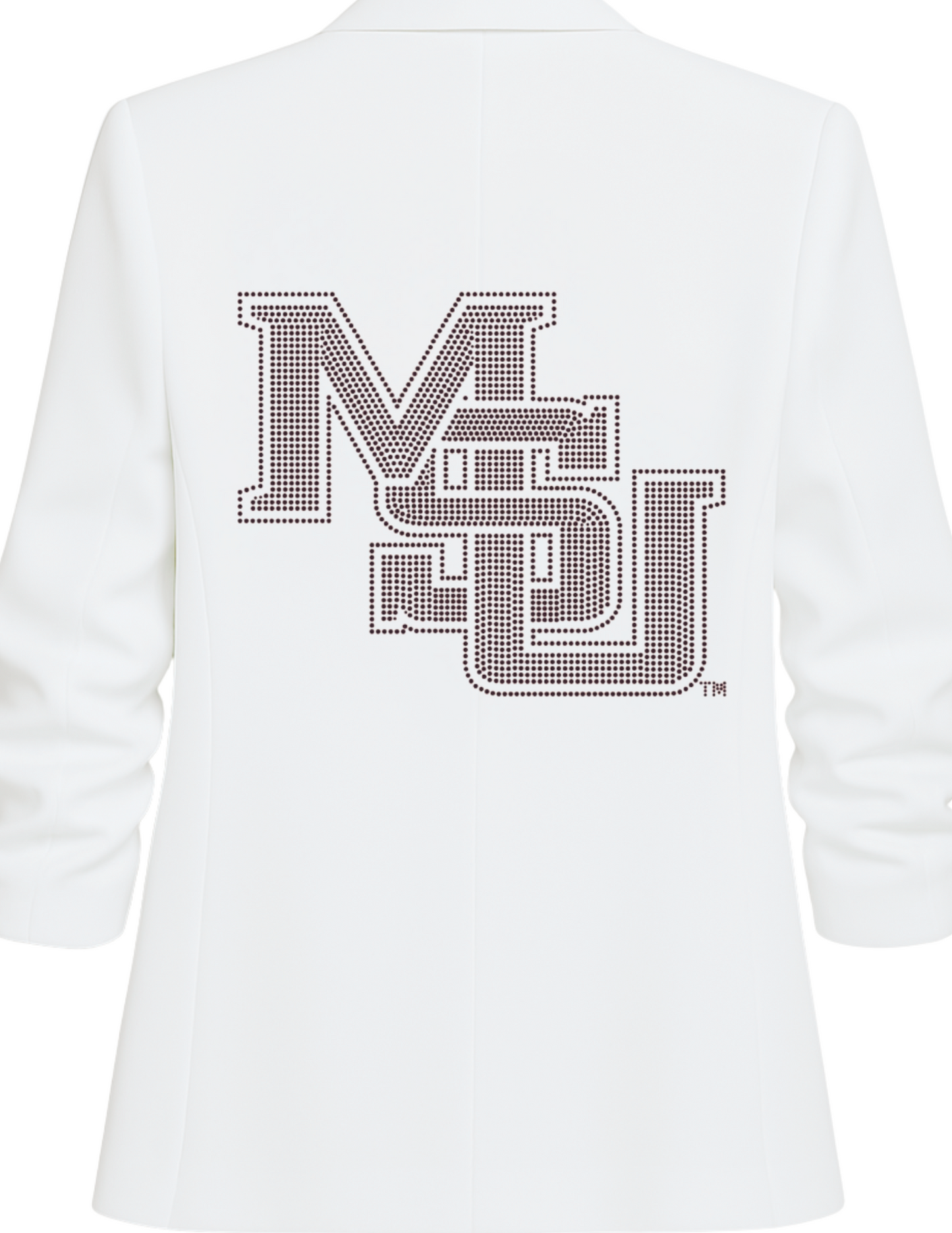 Licensed Game Day Blazer, White Ruched, Mississippi State MSU Stack