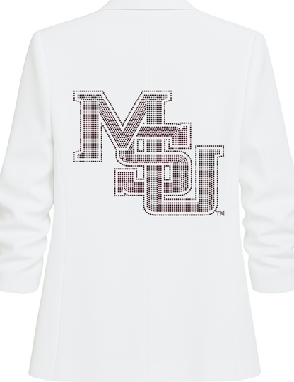 Licensed Game Day Blazer, White Ruched, Mississippi State MSU Stack