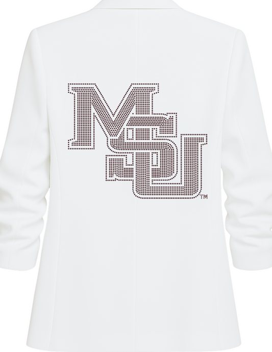 Licensed Game Day Blazer, White Ruched, Mississippi State MSU Stack