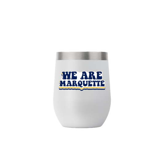 Marquette 12oz Stemless Light Gray Tumbler 70's Bubble Font