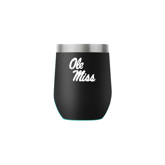 Ole Miss 12oz Stemless Black Tumbler
