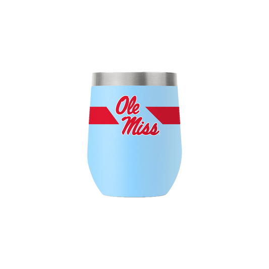 Ole Miss 12oz Stemless Powder Blue Tumbler - Stripe