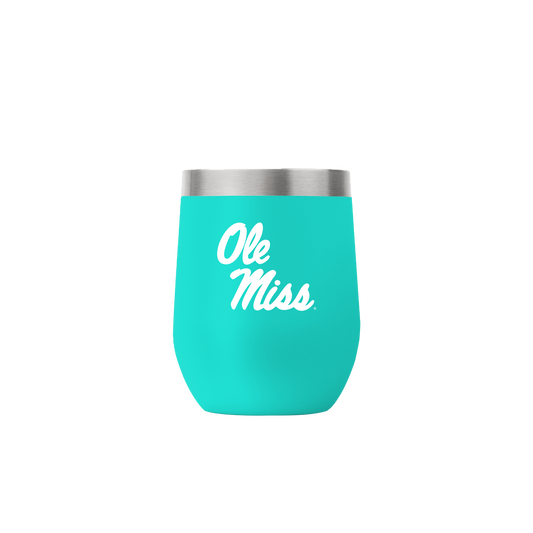 Ole Miss 12oz Stemless Teal Tumbler