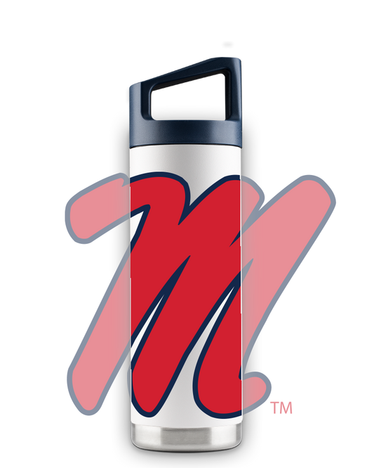 Ole Miss 16oz White Youth Bottle