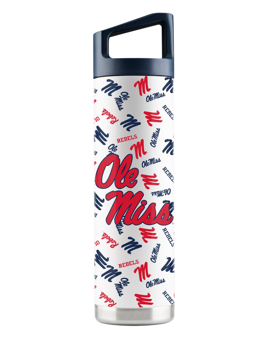 Ole Miss 22oz White Bottle - All Over