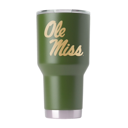 Ole Miss 30oz Olive Green Tumbler - American Flag Design