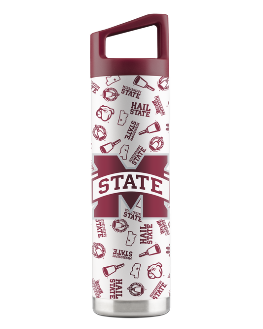 Mississippi State 22oz White Bottle - All Over Design