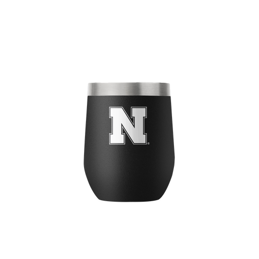 Nebraska 12oz Stemless Black Tumbler
