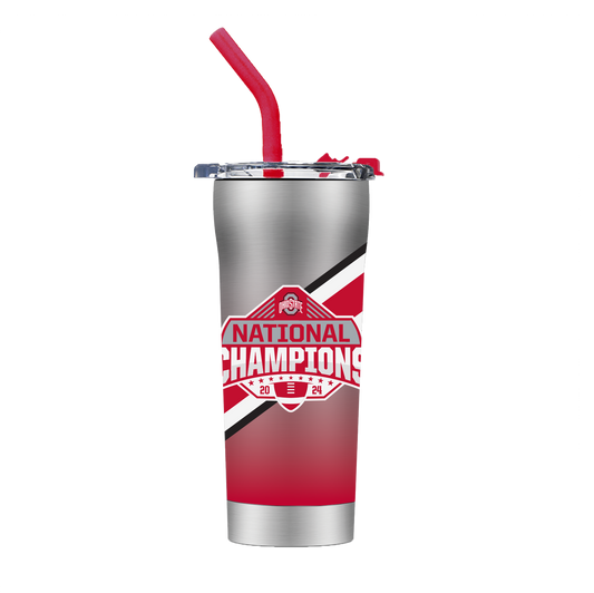 Ohio State 2024 National Champs 24oz Stainless Steel Straw Tumbler