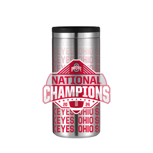 Ohio State 2024 National Champs Stainless Steel Skinny Can Koozie