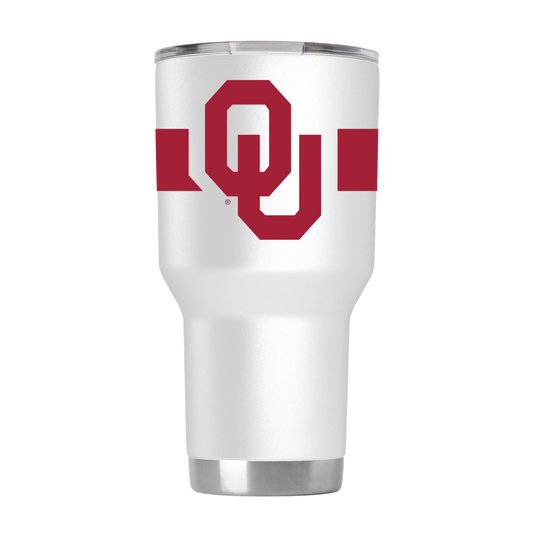 Oklahoma 30oz White Stainless Steel Tumbler w-Stripes