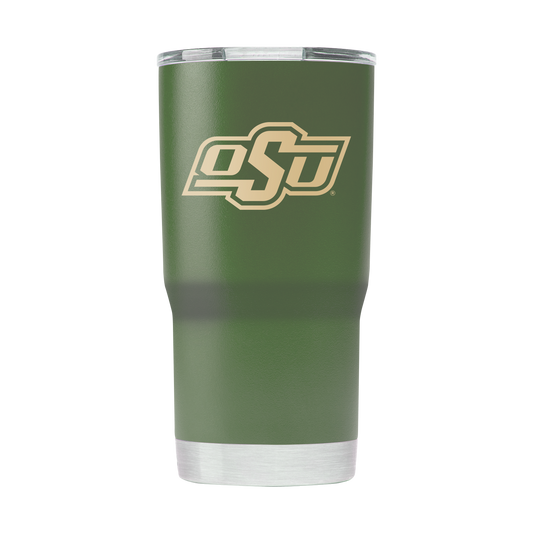 Oklahoma State 20oz Olive Green Tumbler - American Flag Design