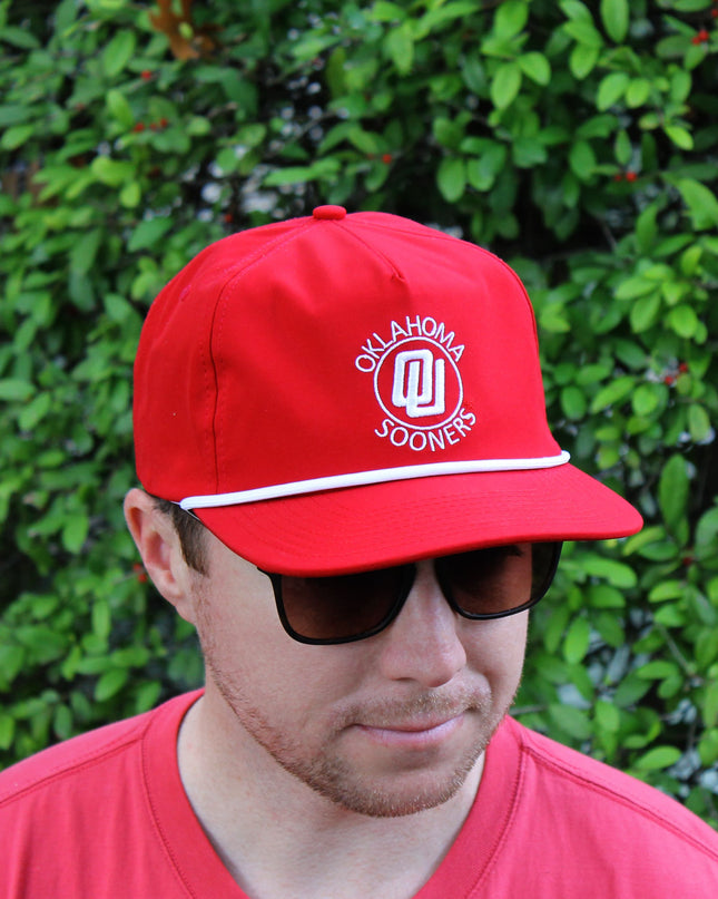 Oklahoma Sooners Disco Logo 5 Panel Rope Cap Crimson/Wt