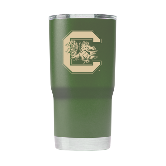 South Carolina 20oz Olive Green Tumbler - American Flag Design
