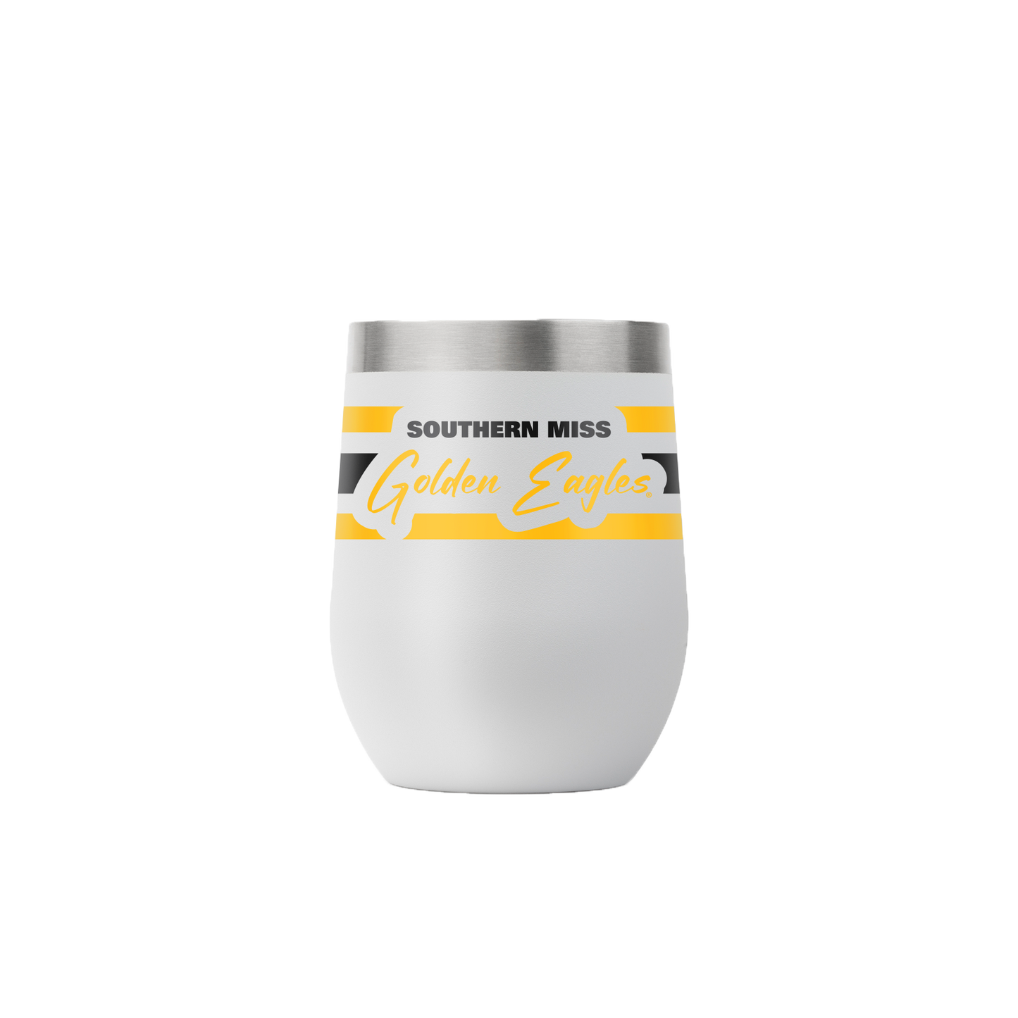 Southern Miss 12oz Stemless Light Grey Script Tumbler