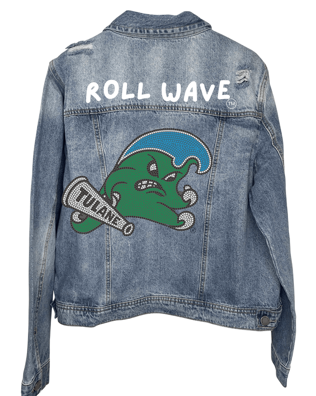 Licensed Game Day Jacket, Blue Denim, Tulane Roll Green Wave