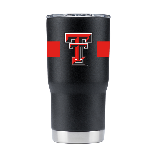 Texas Tech 20oz Red Raiders Black Tumbler w-Stripes