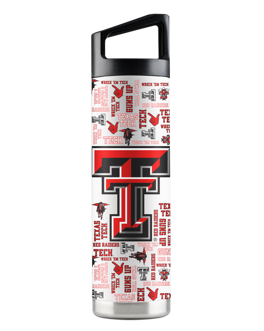 Texas Tech 22oz White Bottle - All Over
