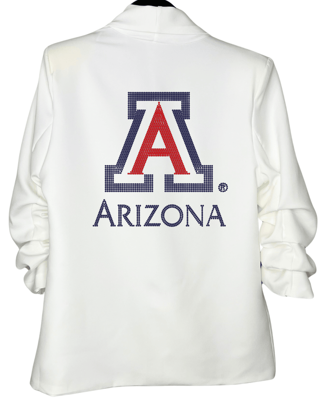 Licensed Game Day Blazer, White Ruched, Univ of Arizona Block A