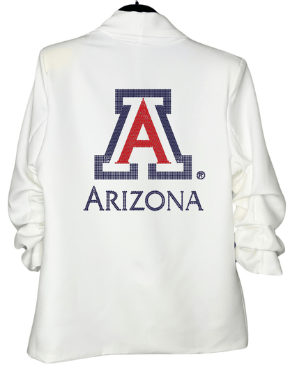 Licensed Game Day Blazer, White Ruched, Univ of Arizona Block A