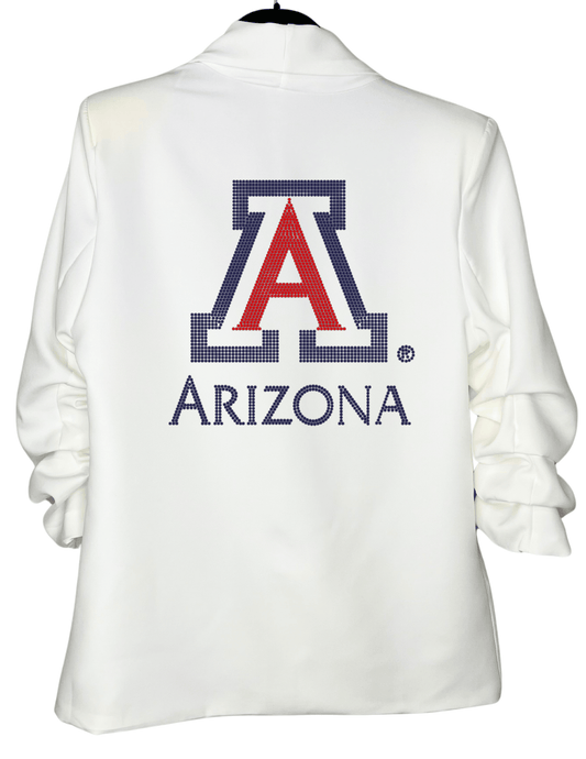 Licensed Game Day Blazer, White Ruched, Univ of Arizona Block A