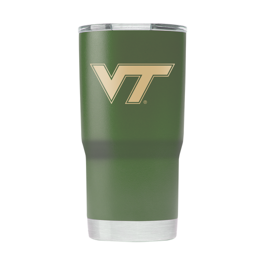 Virginia Tech 20oz Olive Green Tumbler - American Flag Design