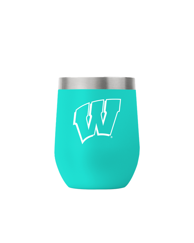 Wisconsin 12oz Stemless Teal Tumbler