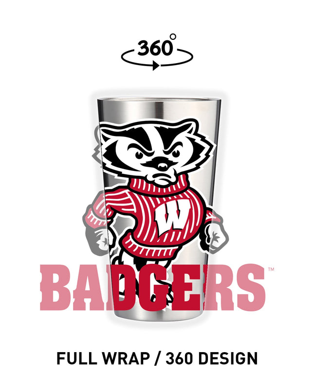 Wisconsin 16oz Stainless Pint