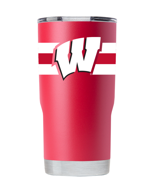 Wisconsin 20oz Red Tumbler with Stripes