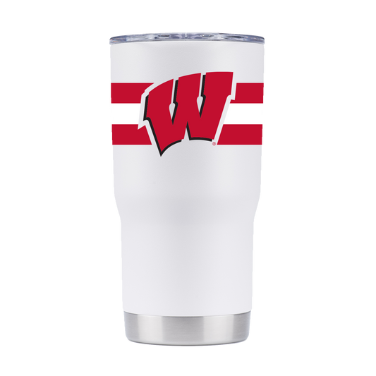 Wisconsin 20oz White Tumbler with Stripes