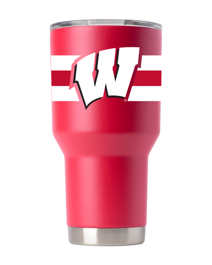 Wisconsin 30oz Red Tumbler with Stripes
