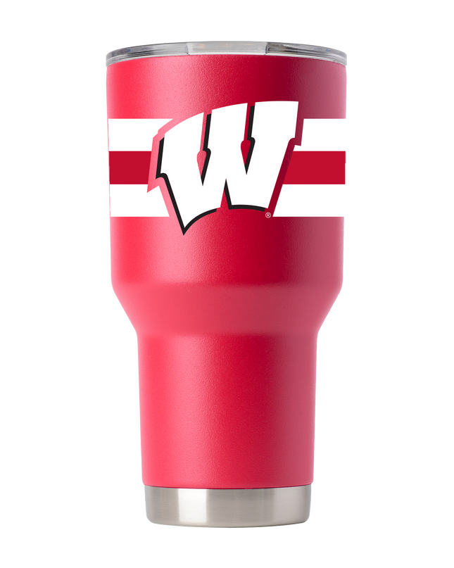 Wisconsin 30oz Red Tumbler with Stripes